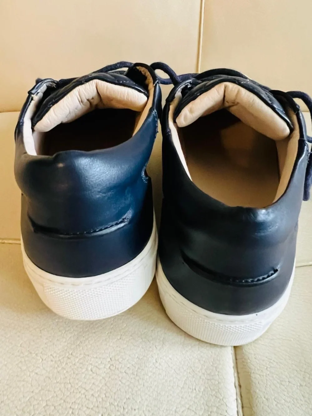 Black Leather Low-Top Sneakers with White Sole by